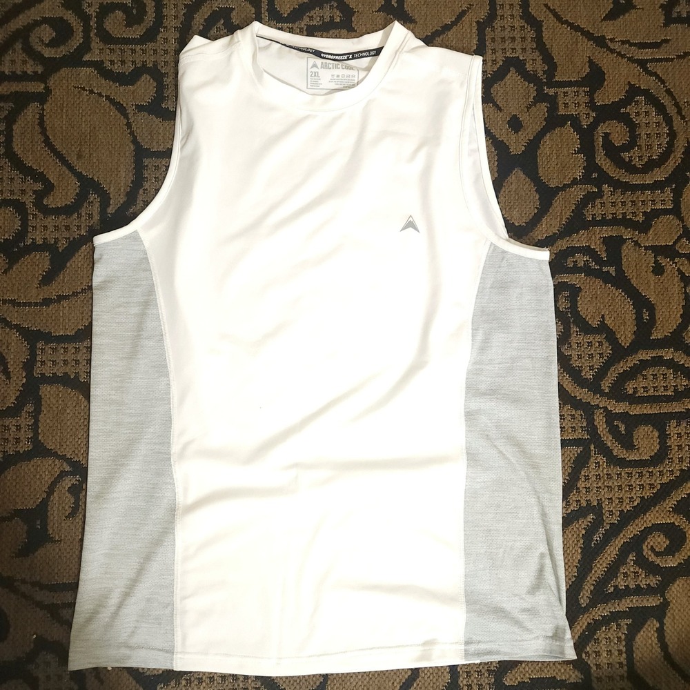 Arctic Cool Mens 2XL Hydrofreeze X Sleeveless Performance Shirt White Grey Tank